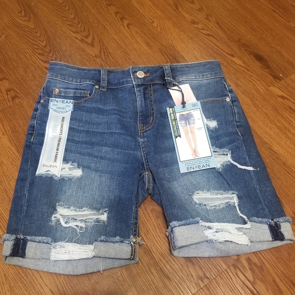 enjean Pants - Enjean Denim Distressed Shorts